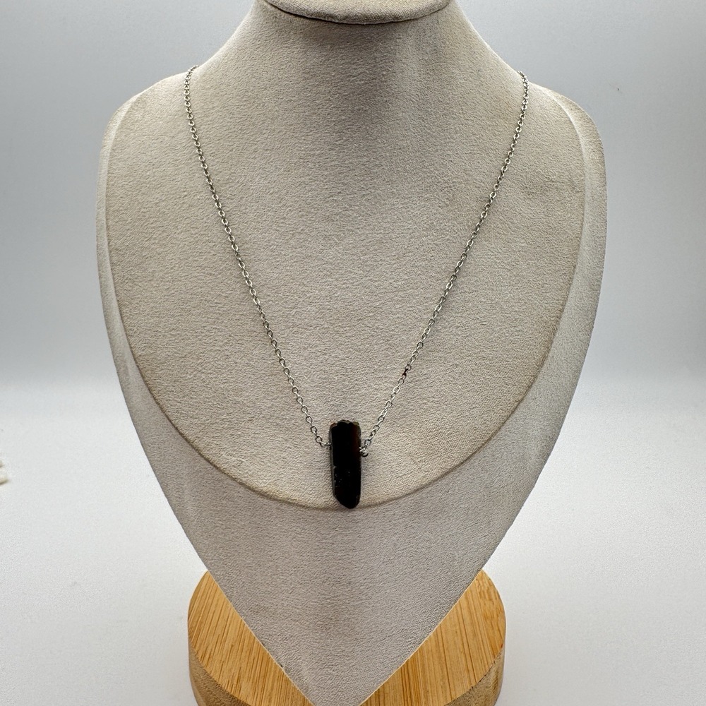Necklace Rectangle Pendant Gold Light Copper Tone Oil‎ Slick Color